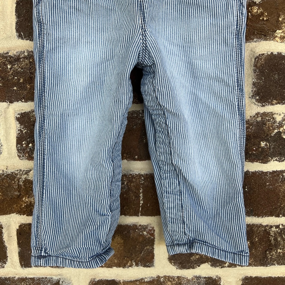 OshKosh B'gosh: Blue Striped Overalls: Size 18m - Picture 3 of 6
